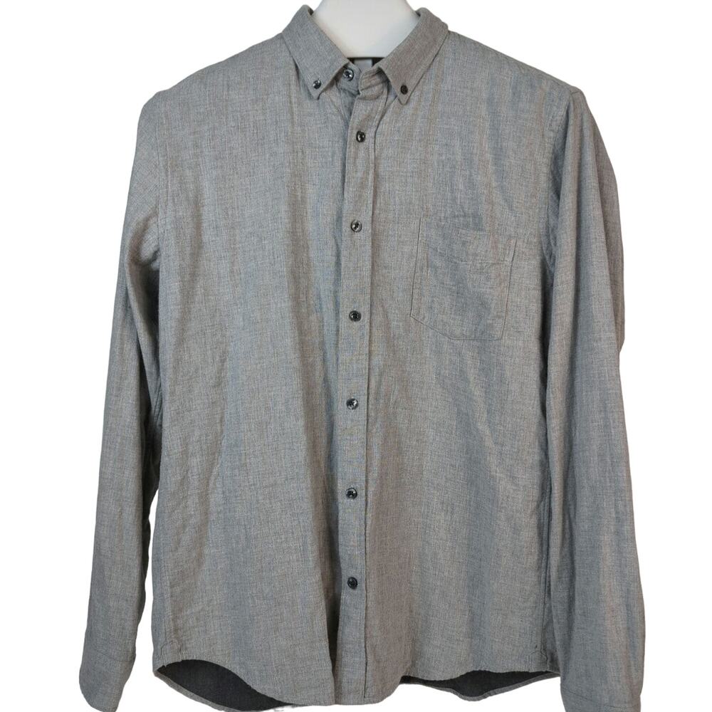 Vince Button Down Casual Long Sleeve Shirt Gray Large‎